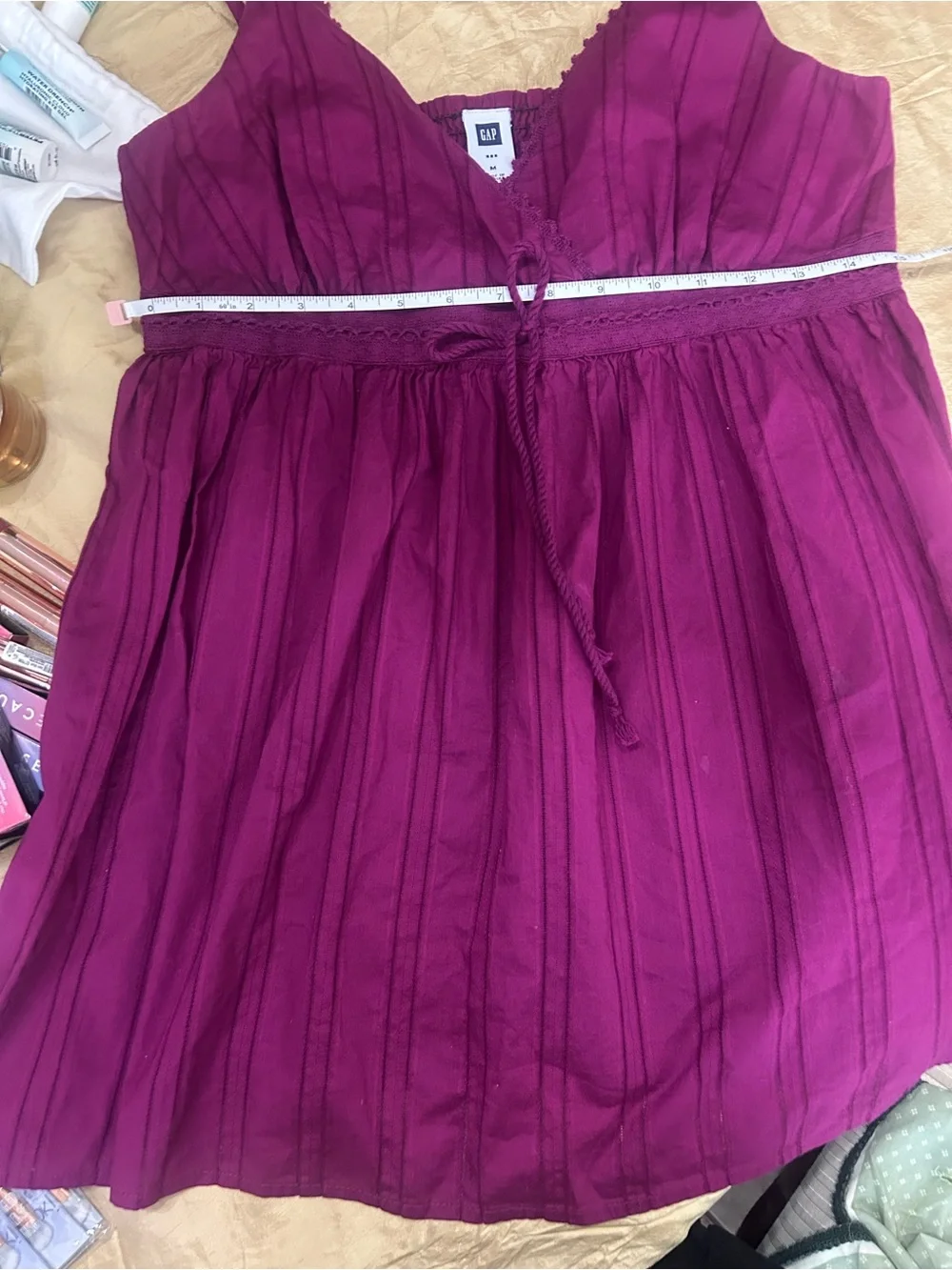 GAP Magenta Lace-Trim Spaghetti Strap Babydoll Chemise size Medium.